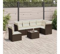 YunCangg Set di divani da giardino da 7 pezzi con cuscini, in polyrattan, resistente alle intemperie, per terrazza, balcone e giardino d'inverno, con tavolo, divano, poltrona, ideale per il relax