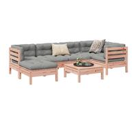 YunCangg Set di divani da giardino in legno massiccio Douglasie da 7 pezzi, con cuscino, set lounge a 3 posti per terrazza, balcone e giardino d'inverno, set di mobili da esterno resistenti alle