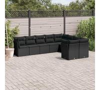 YunCangg Set di divani da giardino in polyrattan con cuscino, set da 9 pezzi, resistente alle intemperie, per terrazza, balcone e giardino, set modulare con spazio per riporre oggetti