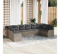YunCangg Set di divani da giardino in polyrattan grigio chiaro, con memoria, 10 posti, modulare, resistente alle intemperie, per terrazza, balcone, lounge all'aperto, sala da pranzo, relax