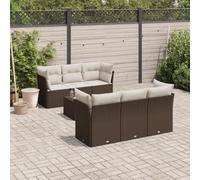 YunCangg Set di divani da giardino in polyrattan marrone, 7 pezzi, con cuscino, resistente alle intemperie, per terrazza, balcone e giardino d'inverno, con tavolo e spazio per il relax all'aperto
