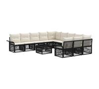 YunCangg Set di divani da giardino in polyrattan nero, 12 pezzi, con tavolo, per terrazza, balcone e giardino, resistente alle intemperie, set modulare per esterni, veranda e giardino d'inverno