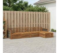 YunCangg Set di divani per esterni, 5 pezzi, in legno massiccio di acacia, resistente alle intemperie, modulari, per giardino, terrazza, balcone, comodo set per rilassarsi e stare seduti in compagnia