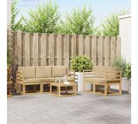 YunCangg Set di divani per esterni, 6 pezzi, in legno di acacia massiccio, resistente alle intemperie e modulare, per giardino, terrazza o balcone, set completo flessibile per sedersi e mangiare in