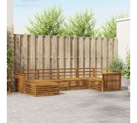 YunCangg Set di divani per esterni, 6 pezzi, in legno massiccio di acacia, laccato resistente alle intemperie, 327 x 168,5 x 73 cm, modulare per giardino, terrazza, balcone, relax e sedersi