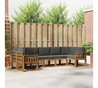 YunCangg Set di divani per esterni, 7 pezzi, in legno di acacia massiccio con cuscino, colore antracite, modulare per giardino, terrazza, balcone, rilassarsi e stare in compagnia