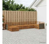 YunCangg Set di divani per esterni, 7 pezzi, in legno massello di acacia, laccato, resistente alle intemperie, modulari, per giardino, terrazza, balcone, per rilassarsi e stare in compagnia
