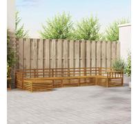 YunCangg Set di divani per esterni, 7 pezzi, in legno massello di acacia, laccato resistente alle intemperie, modulare per giardino, terrazza, balcone, comodo set per rilassarsi e stare in compagnia