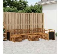 YunCangg Set di divani per esterni, 7 pezzi, in legno massello di acacia, resistente alle intemperie, set modulare per giardino, balcone, terrazza, relax e mangiare