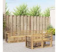 YunCangg Set di divani per esterni, 8 pezzi, bianco, in legno di acacia, 306 x 128,5 x 73 cm, modulare, per giardino, terrazza, balcone, set completo per rilassarsi e mangiare all'aperto