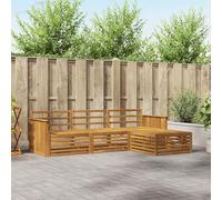 YunCangg Set di divani per esterni in legno di acacia massiccio, 249,5 x 162,5 x 73 cm, resistente alle intemperie, set per giardino, terrazza, balcone, set modulare per rilassarsi e mangiare