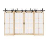 YunCangg Set di fermaporta scorrevole in acciaio nero da 366 cm con fermaporta e ruote per doppia porta fienile verniciata a polvere, portata 80 kg, facile montaggio, ideale per armadi e dispense