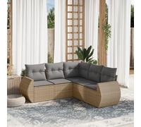 YunCangg Set di mobili da giardino, 5 pezzi, beige, con cuscino, in polyrattan, resistente alle intemperie, per terrazza, balcone, esterno, per rilassarsi e stare in compagnia