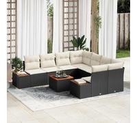 YunCangg Set di mobili da giardino con contenitore, 9 pezzi, in polyrattan, colore nero, resistente alle intemperie, con vano portaoggetti, modulare per terrazza, balcone e giardino, comodo gruppo di