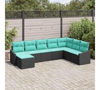 YunCangg Set di mobili da giardino con cuscini, 8 pezzi, in polyrattan, resistente alle intemperie, per terrazza, balcone, con tavolo regolabile in altezza e spazio per il relax all'aperto