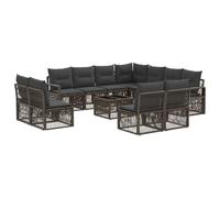 YunCangg Set di mobili da giardino da 12 pezzi, in polyrattan, resistenti alle intemperie, con tavolo, poltrone, divano e panca, per terrazza, balcone, giardino d'inverno, veranda
