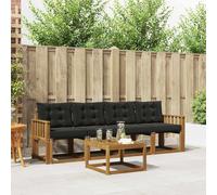 YunCangg Set divano da esterno in legno di acacia massiccio con cuscino, 5 pezzi, naturale e nero, per giardino, terrazza, balcone, per rilassarsi e stare in compagnia