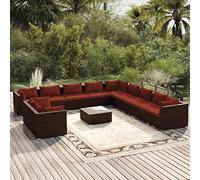 YunCangg Set lounge da giardino in polyrattan con cuscino, marrone, resistente alle intemperie, per terrazza, balcone, sala da pranzo, tavolo, sedia, panca, per giardino d'inverno, veranda, relax
