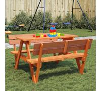 YunCangg Tavolo da picnic per 4 bambini, in legno di abete massiccio con foro per ombrellone, stabile e robusto, per giardino, terrazza, balcone, uso esterno, salvaspazio e resistente alle intemperie