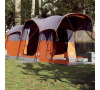 YunCangg Tenda a tunnel per 8 persone, grigio e arancione, impermeabile, con vano anteriore e connettore E, 610 x 244 x 198 cm, leggera tenda da campeggio con poliestere traspirante e aste stabili