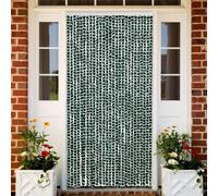 YunCangg Tenda mosche per porta, in ciniglia, con ganci, silenziosa, facile da pulire, per balcone, terrazza, casa e roulotte, 118 x 220 cm, colore: verde e bianco