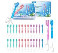 YUNCHI spazzolino da viaggio, 5 in 1 mini spazzolino denti (pre-legati, filo interdentale, raschietto per lingua, stuzzicadenti), uso quotidiano spazzolino portatile Incartato singolarmente 72PCS