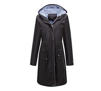YUNCLOS Cappotto lungo impermeabile da donna - Impermeabile trench leggero con cappuccio per passeggiate con il cane, escursioni e viaggi, Nero , XXL