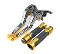 YUNDVLT Moto Leve Leva Freno Frizione Estensibile Pieghevole For Moto + Manopole Compatible With FZ1 YZFR6 YZFR1 YZF-R1 YZF R1 YZF-R125 YZF-R25(Gold2)