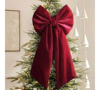 YUNFAN Christmas Tree Bows Large,Burgundy Velvet Bows,36” x 18“ Extra Large Red Velvet Bow Tree Topper,Burgundy Ribbon Gift Bow - Xmas Decor for Indoor Outdoor Home Wreaths Mantle Front Wedding(A)