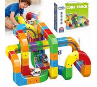 YUNFAN Clickrail Electric Train Set,Track Fusion Toy,Magic Cube Track Building Toys with Gravity-Defying Motorized Train,DIY 3D Embedded Flexible Race,Educational for Boys & Girls Ages 3-8(123)
