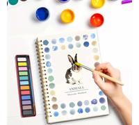 YUNFAN Quaderni Acquerelli Per Principianti,Libri Acquerelli Adulti,Quaderno Acquerel Su Carta Artistica,Set Acquerel 12 Colori Con Accessori,Kit Pittura Con Acquerell Per Bambini(F)