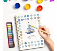 YUNFAN Quaderni Acquerelli Per Principianti,Libri Acquerelli Adulti,Quaderno Acquerel Su Carta Artistica,Set Acquerel 12 Colori Con Accessori,Kit Pittura Con Acquerell Per Bambini(E)