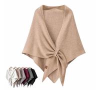 YUNFAN Shawl Wraps for Women,Drape Pashmina Shawls Capes,Comfortable Shoulder Sweater Tops,Elegant Knitted Open Front Shawl Cardigans with Loop Closure for Spring Fall Winter,Party Daily(Khaki)
