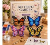 YUNFAN Tiny 3D Beaded Animal DIY Kit,Cute Bird & Animal Beading Craft Set, Handmade Creative Jewelry Art Craft Kit with Colorful Bead and Instructions,4 Cute Desig,for Adults,Beginners (Butterfly)