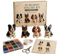 YUNFAN Tiny 3D Beaded Animal DIY Kit,Cute Bird & Animal Beading Craft Set, Handmade Creative Jewelry Art Craft Kit with Colorful Bead and Instructions,4 Cute Desig,for Adults,Beginners (Dog B)