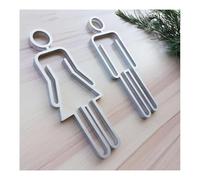 YUNFANOZ WC Segno Targa, Segno Targa Toilette Bagno, Targada Parete, Piastra Decorativa da Utilizzare nei bagni(Silver)