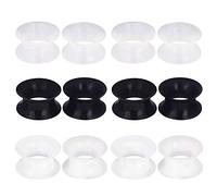 Yungger 3 paia/6 paia Nero Bianco Trasparente Silicone Ultra Sottile Doppio Svasato Tunnel Elastico Tappo per Estensione Orecchie, Silicone