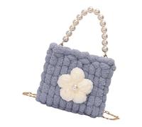 YUNGLOO Borsa a tracolla morbida come una nuvola lavorata a maglia con fiori color crema leggera amichevole borse a tracolla borsa da sera borsa all'uncinetto alla moda per i viaggi, Grigio chiaro