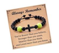 YUNGLOO Cordoncino intrecciato nero in legno intrecciato con perline naturali gioielli ispirati allo sport nero intrecciato da uomo sportivo, Misura unica, come descritto