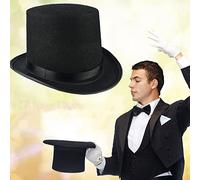 YUNGLOO Mago Cappello a cilindro nero cappello a cilindro mago eseguito carnevale discoteca bombetta spettacoli teatrali nero per gli uomini alto