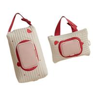 YUNGLOO Pratica borsa per salviettine umidificate con disegni ricamati eleganti sacchetti per pannolini da viaggio con ricamo a forma di orsetto, Rosso 1