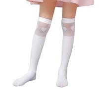 YUNGLOO Pratico Sopra Il Ginocchio Calze Per Le Ragazze Delicato Della Pelle Tessuto Lunghezza Calzino Senza Cuciture Giocare All'aperto, Cuore bianco amore, Taglia unica