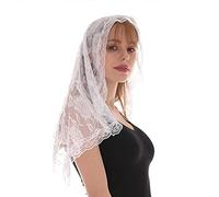 YUNGLOO Velo di Mantiglia del Merletto Morbido E Confortevole 2 Colori Nero E Bianco Spagnolo Rosa Velo Del Merletto Per La Testa Che Coprono D Forma Latina Massa, bianco, Taglia unica