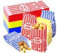 Yungyan 300 sacchetti per popcorn in carta resistente al grasso, sacchetti per snack, in rosso, giallo, blu scuro, per feste, film, notte, carnevale, forniture per stand