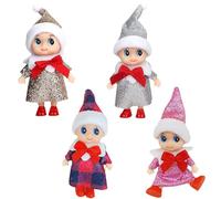 YUNHENTONG Elfo Natale, 4 Pezzi Elfo Dispettoso Elfi Natale Femmina Carino Elfo di Babbo Natalizi, Elfo di Natale Pupazzo per Bambini Adulti Natalizi Decorazioni Giocattoli