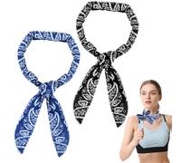 YUNHENTONG Foulard Rinfrescante Estate, 2 Pezzi Bandana per L’estate Uomo Donna, Foulard Estivo Traspirante, Bandana Sportiva Rinfrescante per Uomini Donne Attività Estive All'aperto (Nero + Blu)