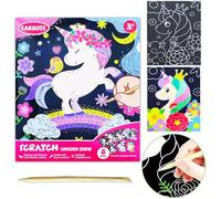 YUNHENTONG Scratch Art Bambini, Immagini da Graffiare, Scratch Art Bambini Set, Scratch Art for Kids, Unicorni da Colorare, Scratch Art, con Penna in Legno Scratch Art Paper per Bambini