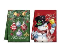 YUNHENTONG Strofinacci Natalizi 2 Pezzi Strofinaccio Natalizio 40 x 60 cm Asciugapiatti Natalizi In Microfibra per Cucina, Decorazione Natalizia, Bar
