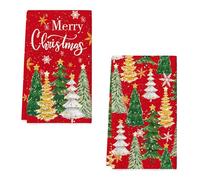 YUNHENTONG Strofinacci Natalizi 2 Pezzi Strofinaccio Natalizio 43 x 66 cm Asciugapiatti Natalizi In Microfibra per Cucina, Decorazione Natalizia, Bar (D)