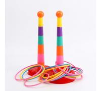 Yunhgft Anelli da Lancio per Bambini 4-6 Anni, Gioco da Esterno in Plastica, Set Interattivo per Sviluppo, Giochi per Bambina e Bambino, 2 colonne + 21 anelli rinforzati